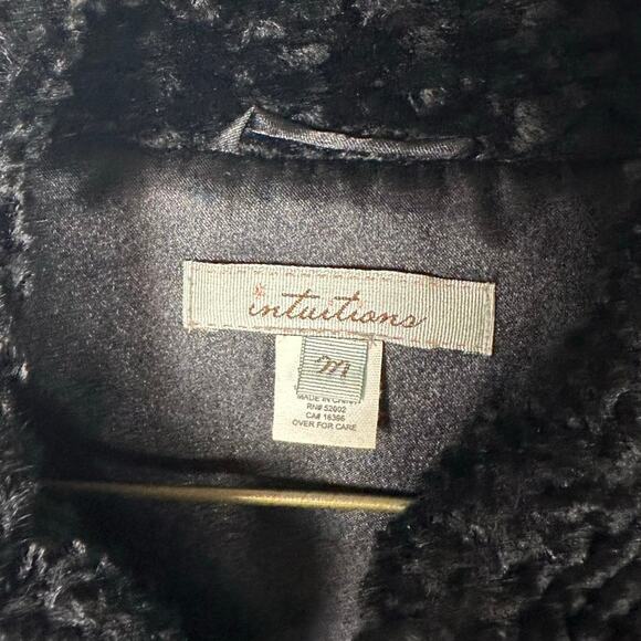Intuitions Black Faux Fur Textured Cotton Blend Jacket Women's Medium - Picture 3 of 6
